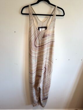 Burning Torch Marble-Print Jumpsuit 100% Cashmere Size Medium Loungewear